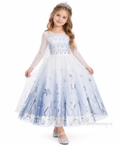 Elsa šaty Frozen 2 – bílo-modré princeznovské šaty pro holčičky